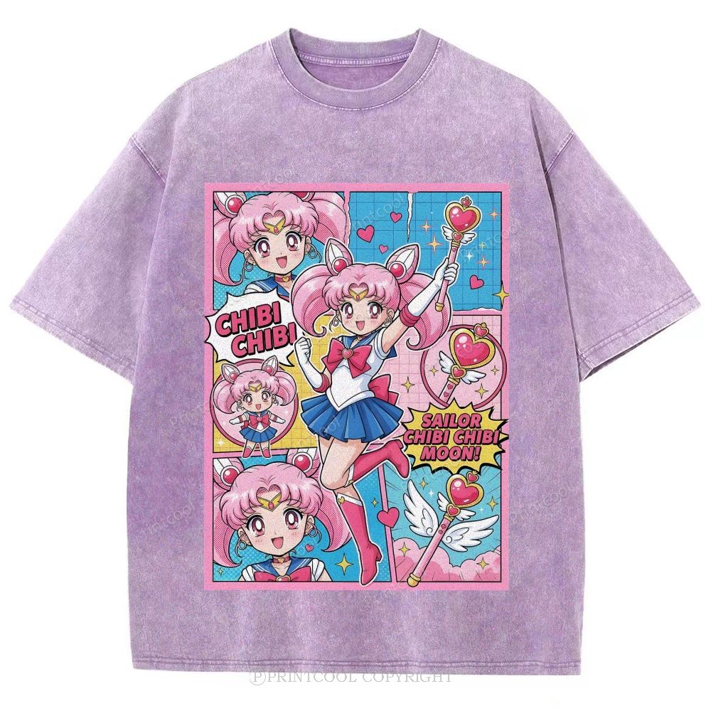 Sailor Chibi Chibi Moon Unisex Vintage Washed Tee 