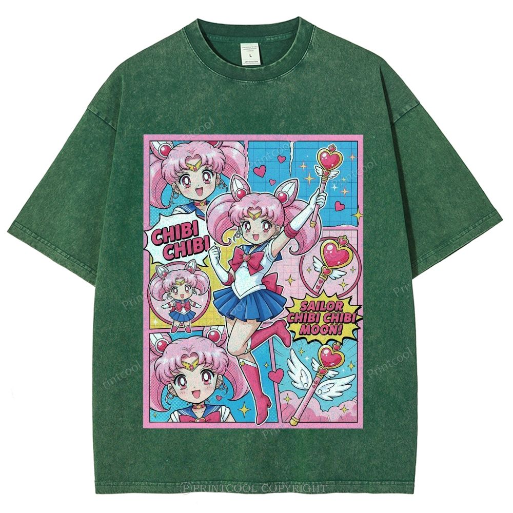 Sailor Chibi Chibi Moon Unisex Vintage Washed Tee 