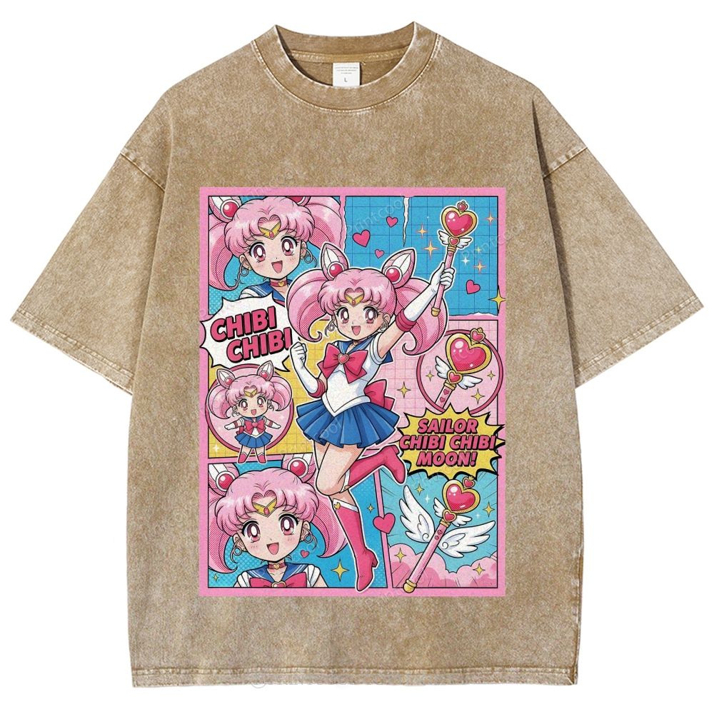 Sailor Chibi Chibi Moon Unisex Vintage Washed Tee 