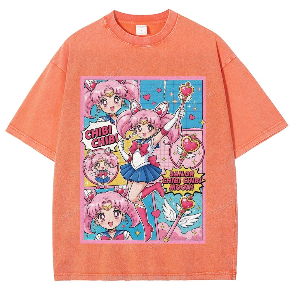 Sailor Chibi Chibi Moon Unisex Vintage Washed Tee 
