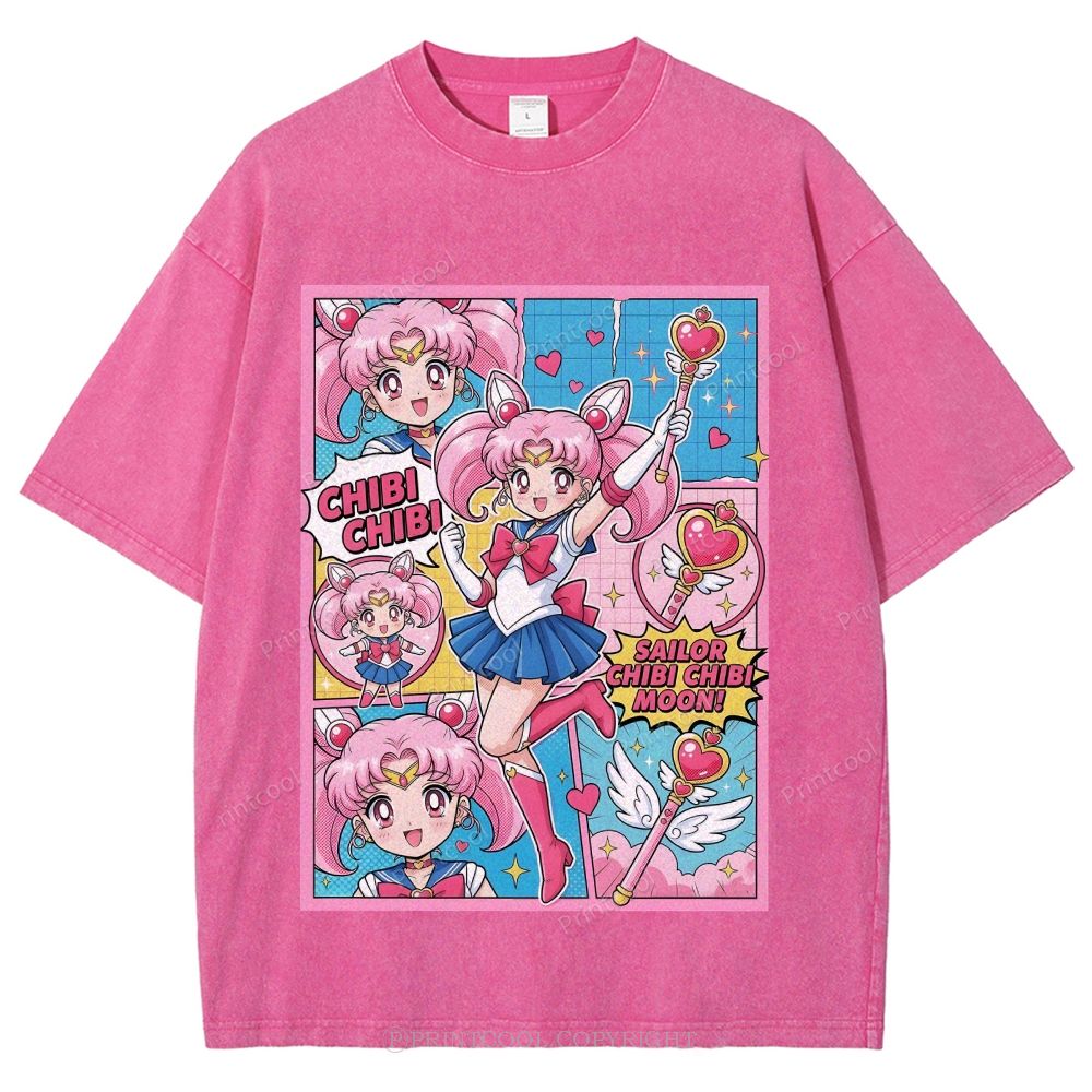 Sailor Chibi Chibi Moon Unisex Vintage Washed Tee 