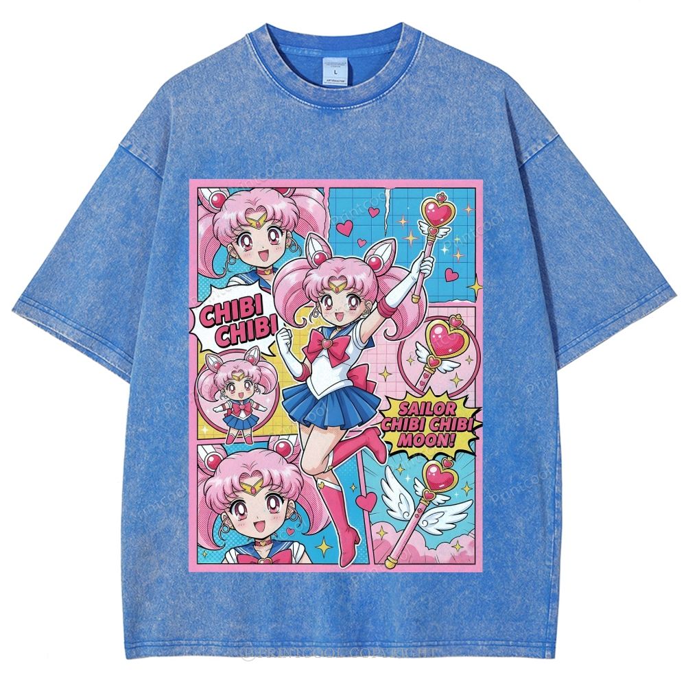 Sailor Chibi Chibi Moon Unisex Vintage Washed Tee 