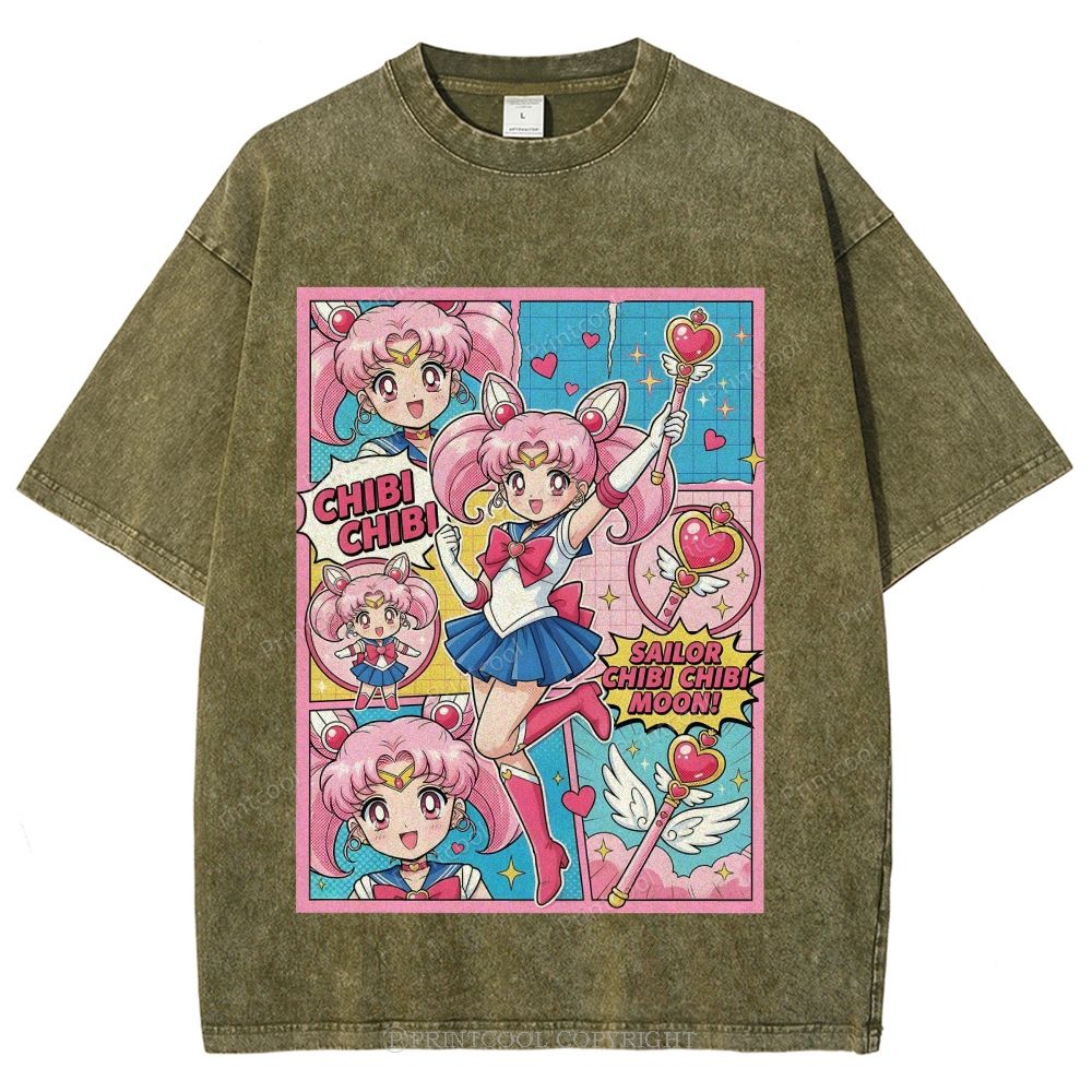 Sailor Chibi Chibi Moon Unisex Vintage Washed Tee 