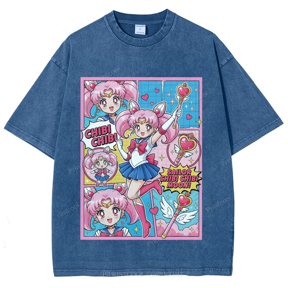 Sailor Chibi Chibi Moon Unisex Vintage Washed Tee 