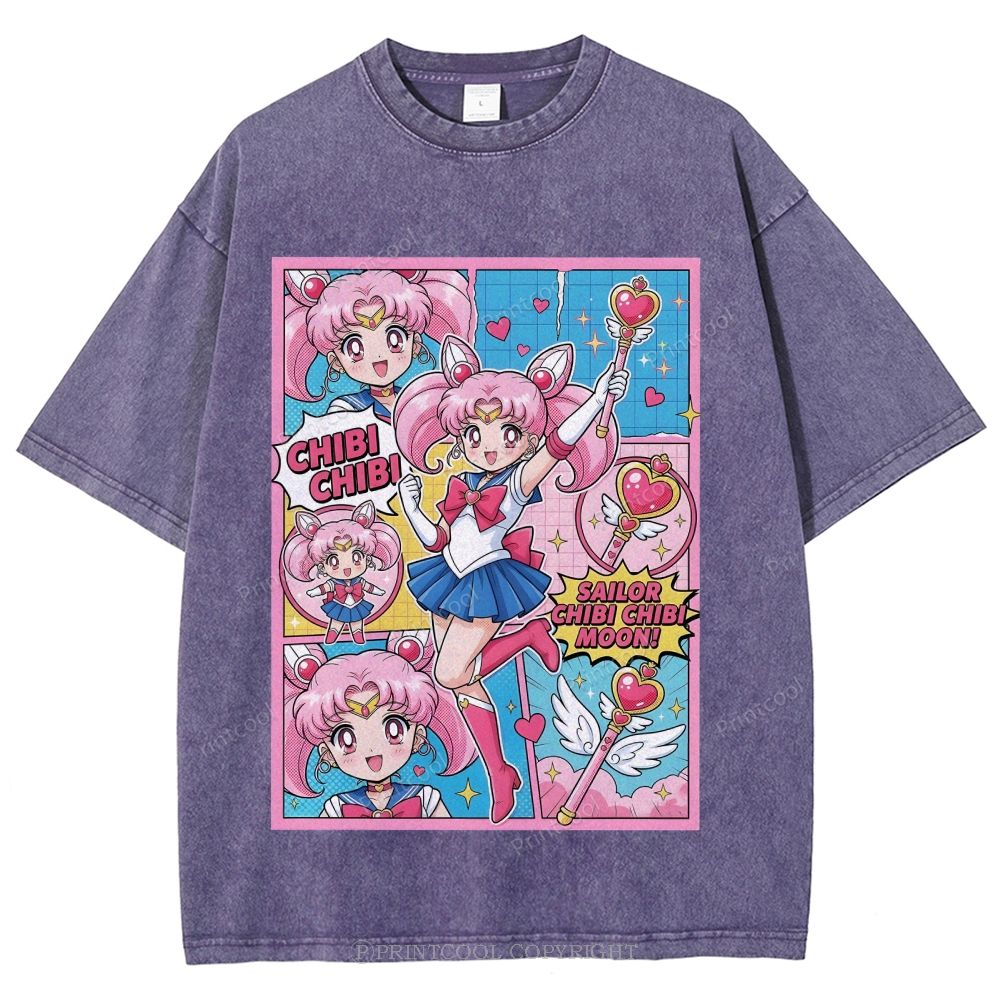 Sailor Chibi Chibi Moon Unisex Vintage Washed Tee 