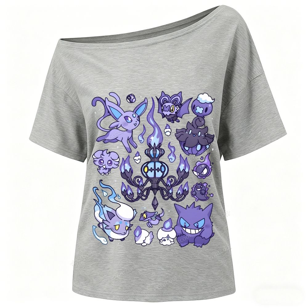 Ghost Type Pokémon One-Shoulder T-Shirt