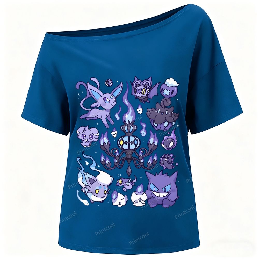 Ghost Type Pokémon One-Shoulder T-Shirt