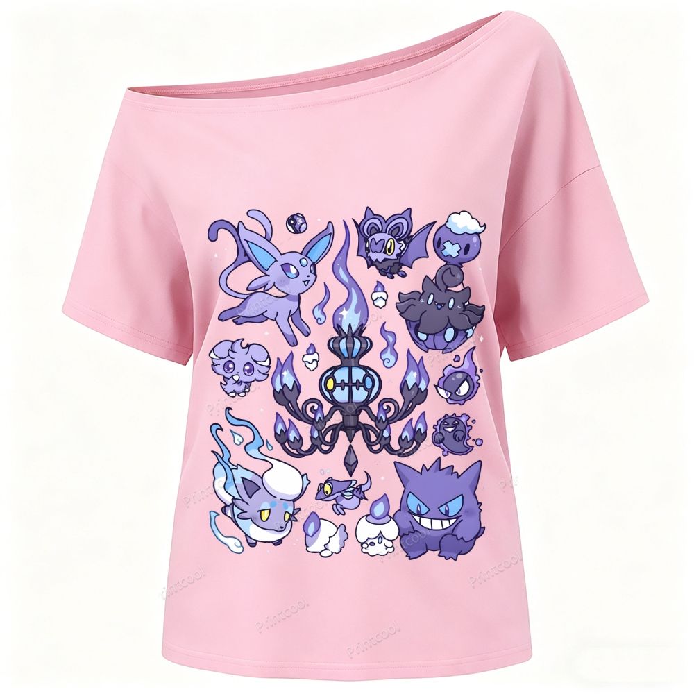 Ghost Type Pokémon One-Shoulder T-Shirt