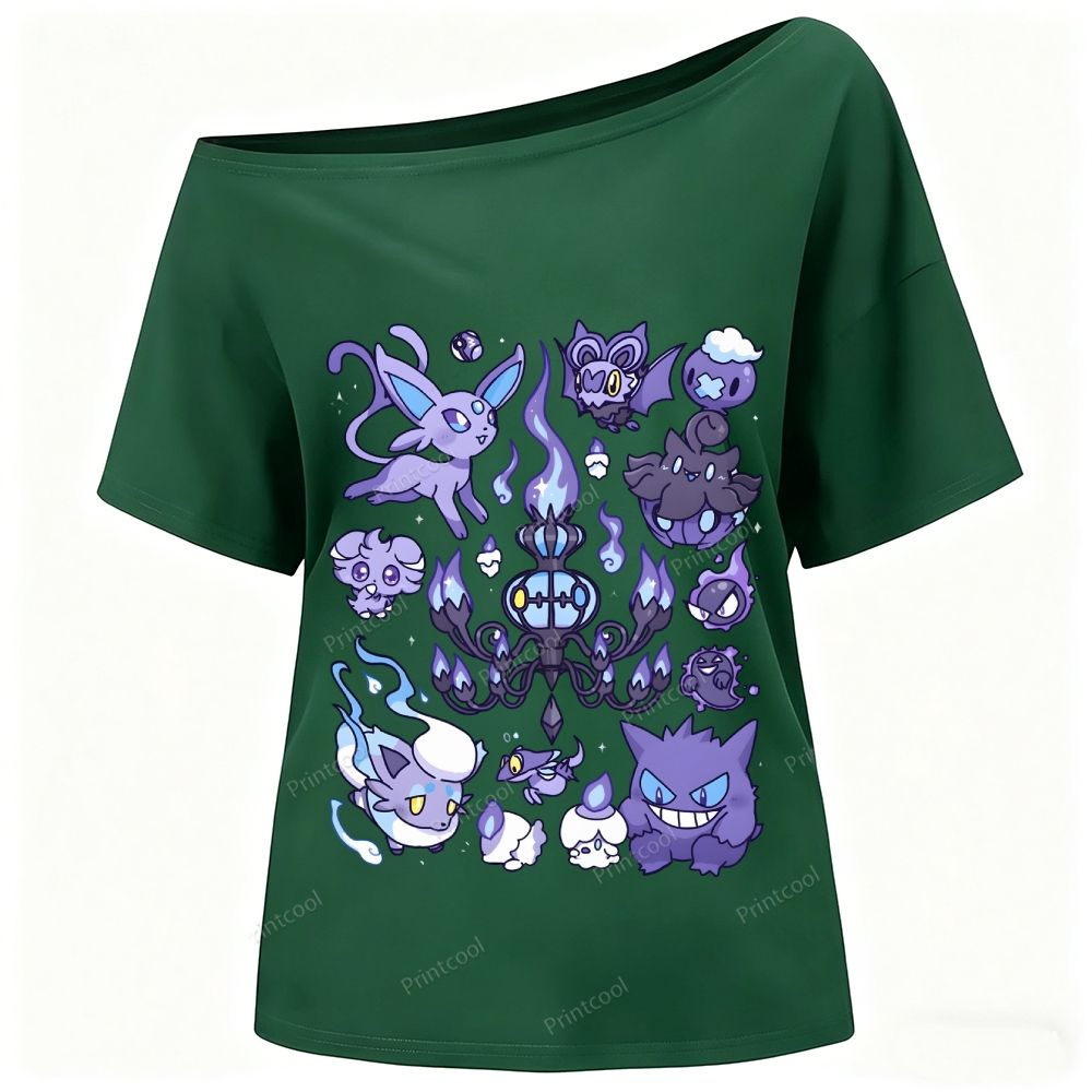 Ghost Type Pokémon One-Shoulder T-Shirt