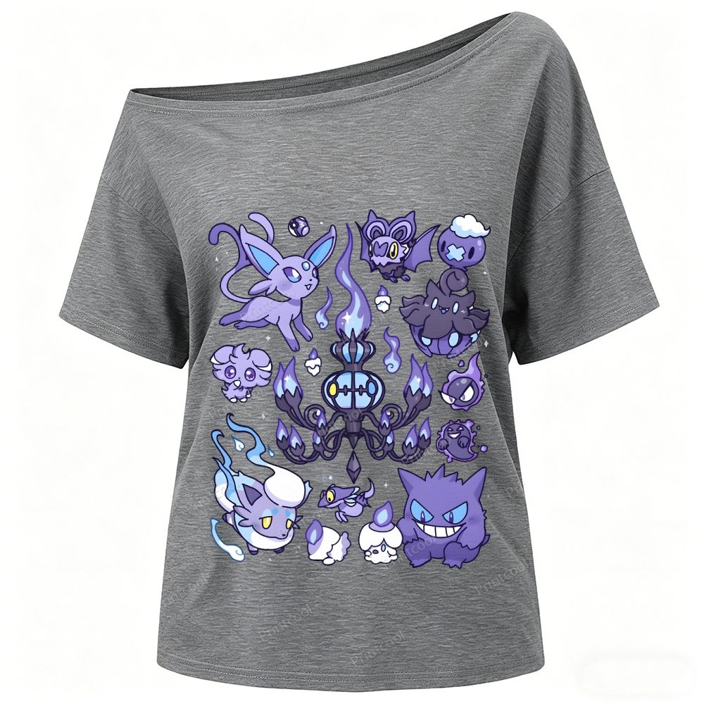 Ghost Type Pokémon One-Shoulder T-Shirt
