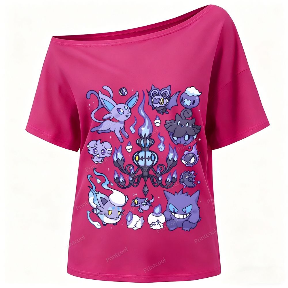 Ghost Type Pokémon One-Shoulder T-Shirt