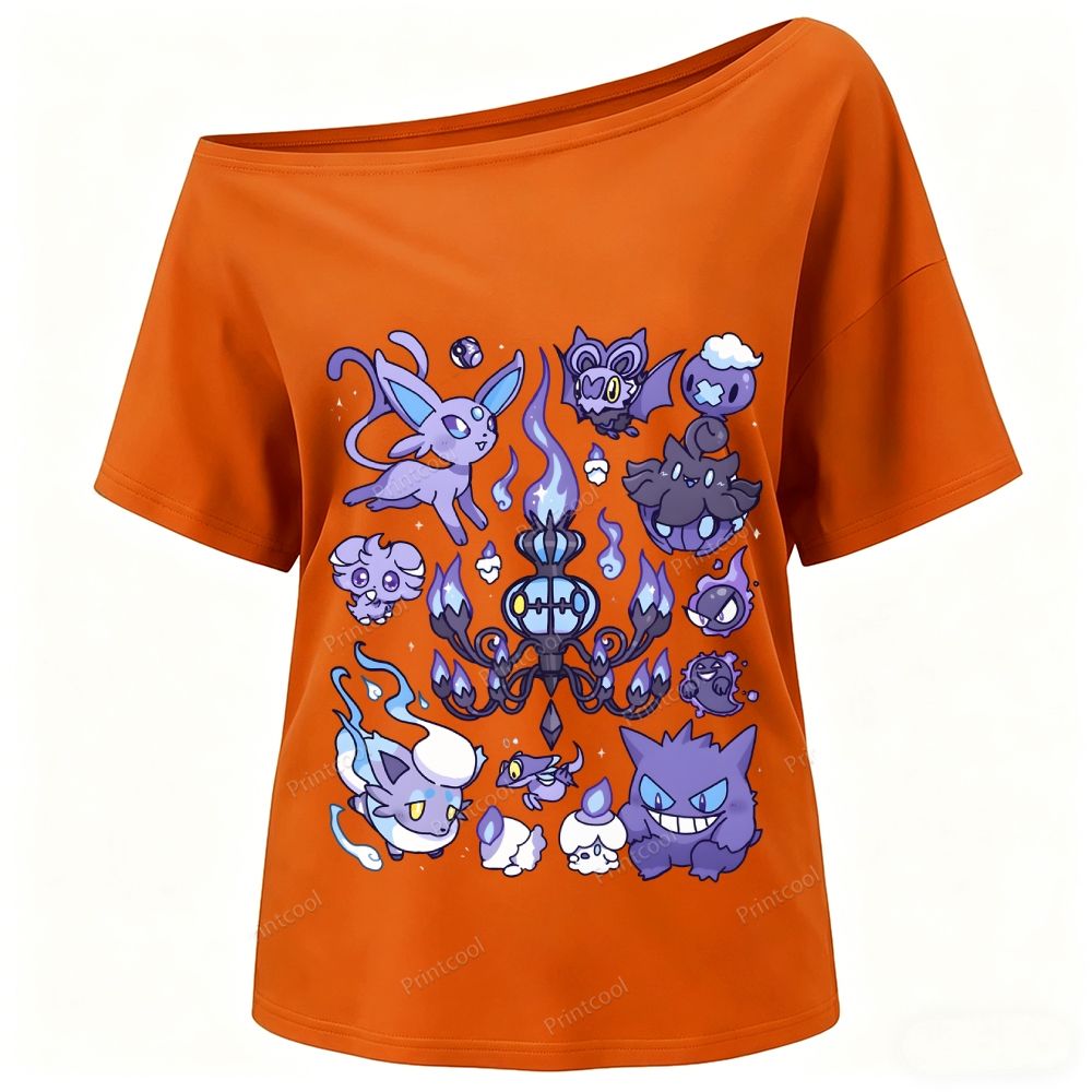 Ghost Type Pokémon One-Shoulder T-Shirt