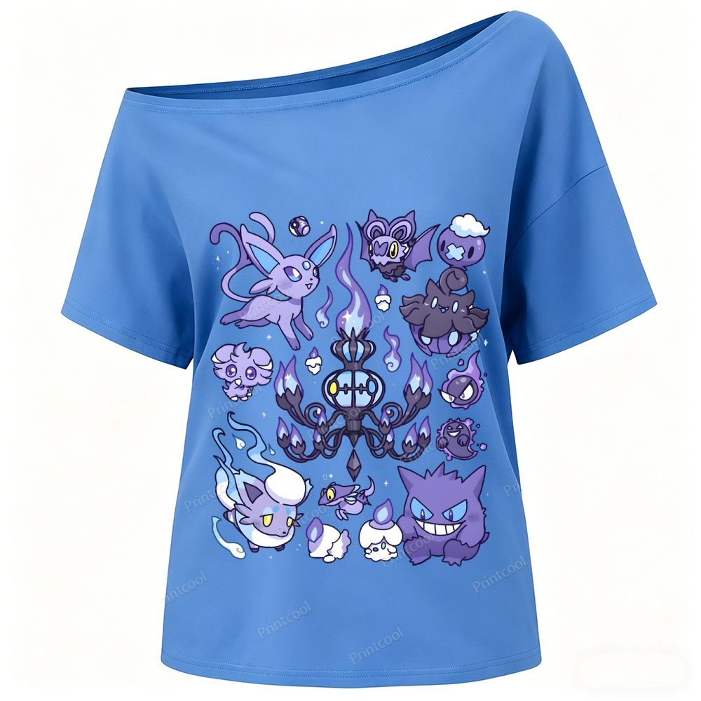 Ghost Type Pokémon One-Shoulder T-Shirt