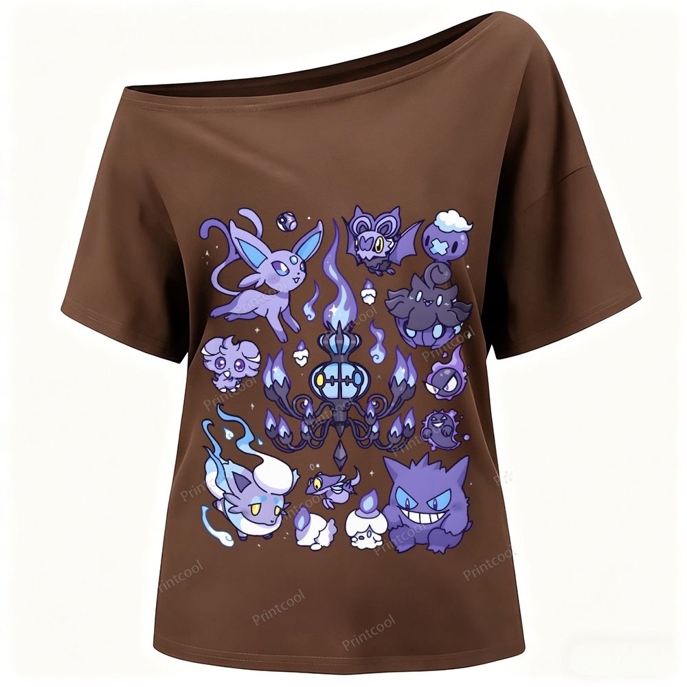 Ghost Type Pokémon One-Shoulder T-Shirt