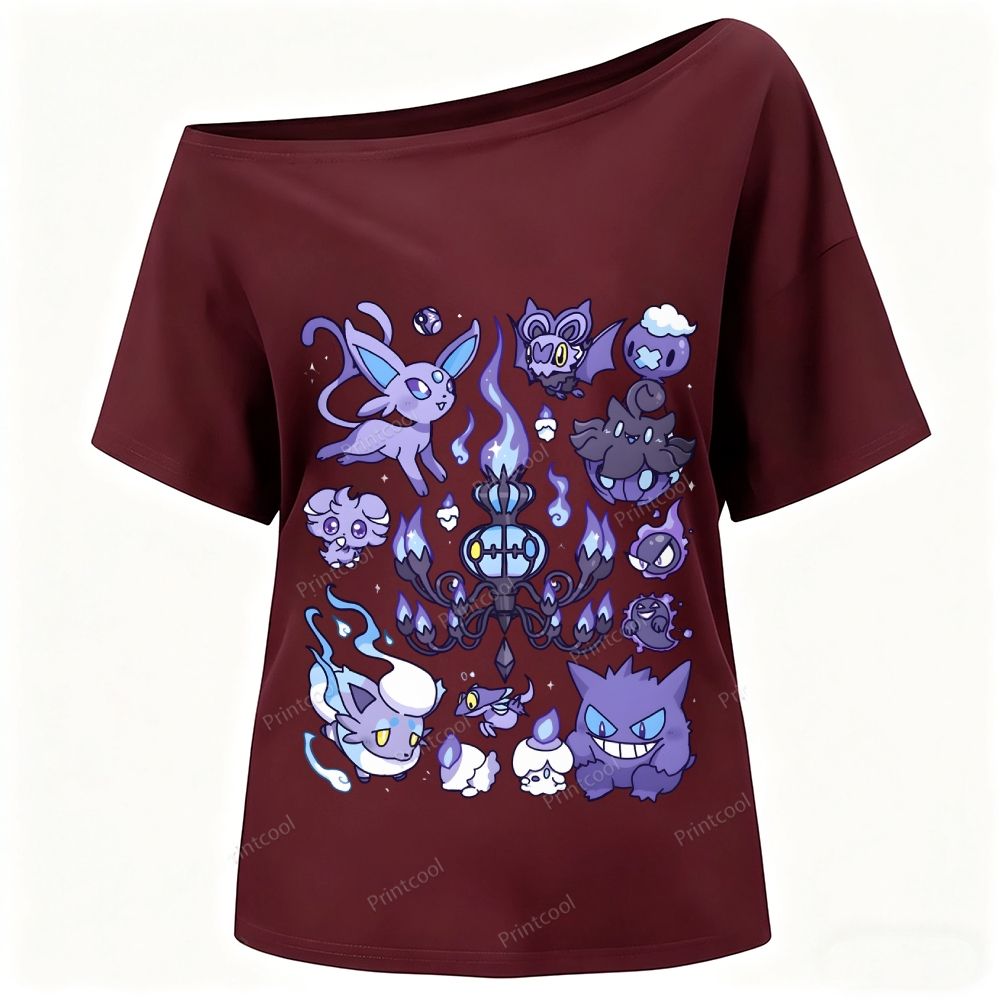 Ghost Type Pokémon One-Shoulder T-Shirt