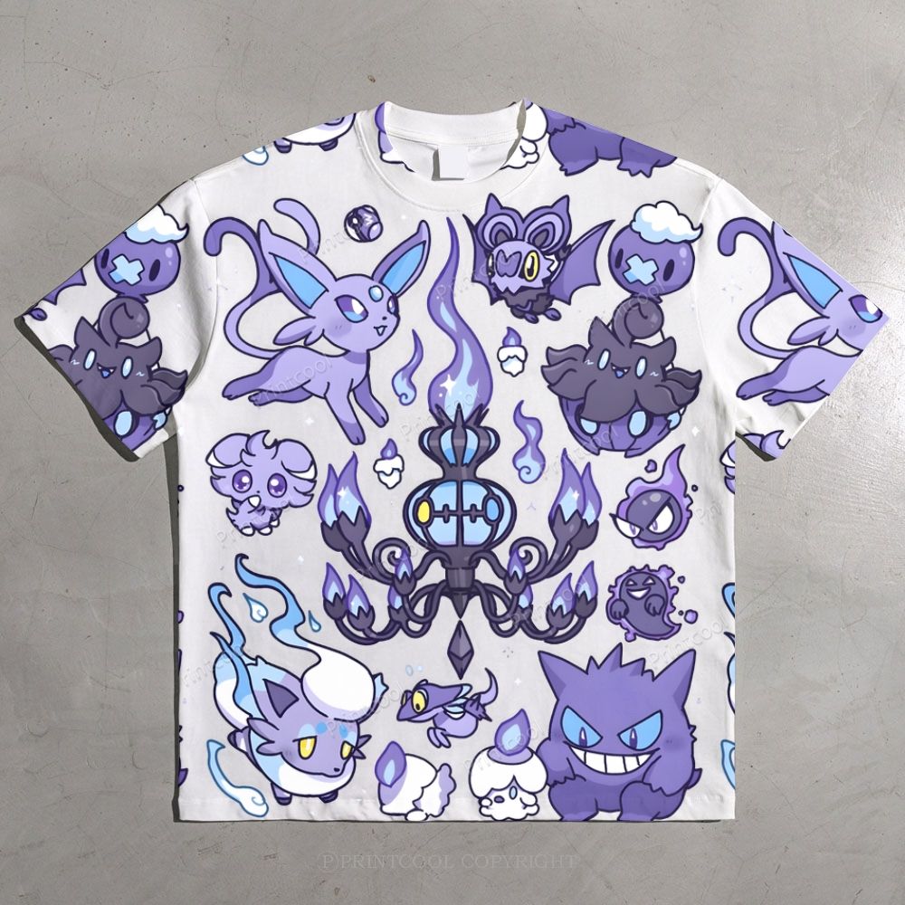 Ghost Type Pokémon All-over print pure cotton t-shirt