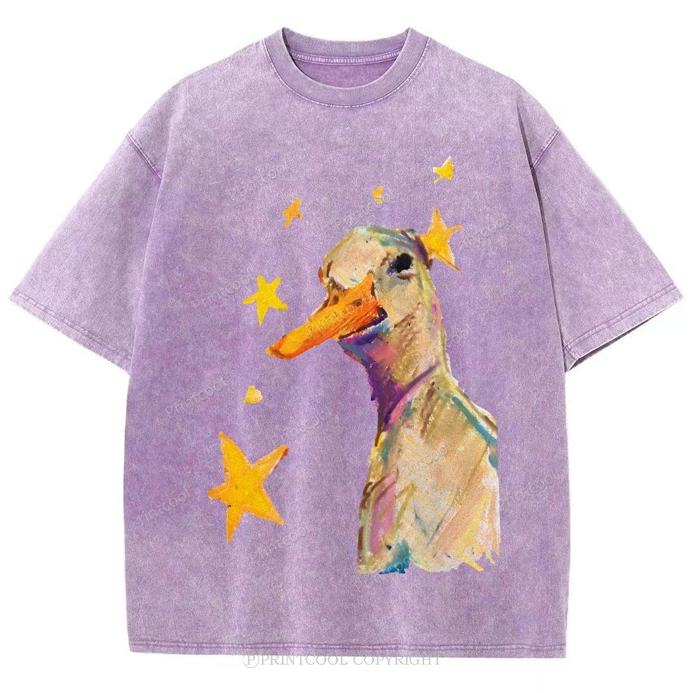 Duck And Stars Unisex Vintage Washed Tee