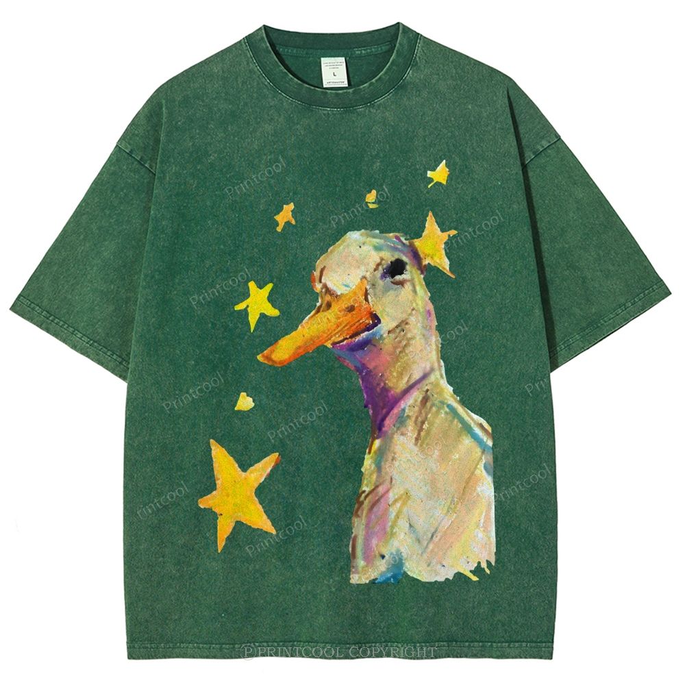 Duck And Stars Unisex Vintage Washed Tee
