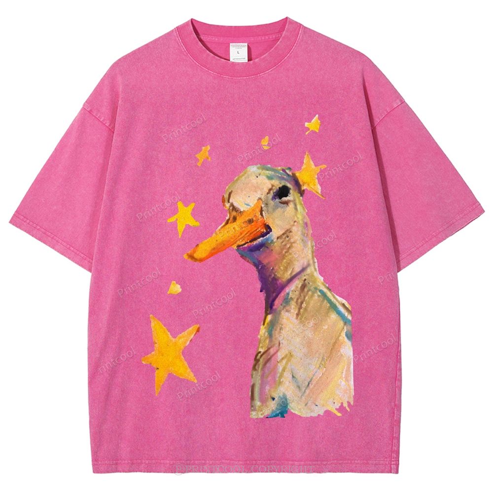 Duck And Stars Unisex Vintage Washed Tee