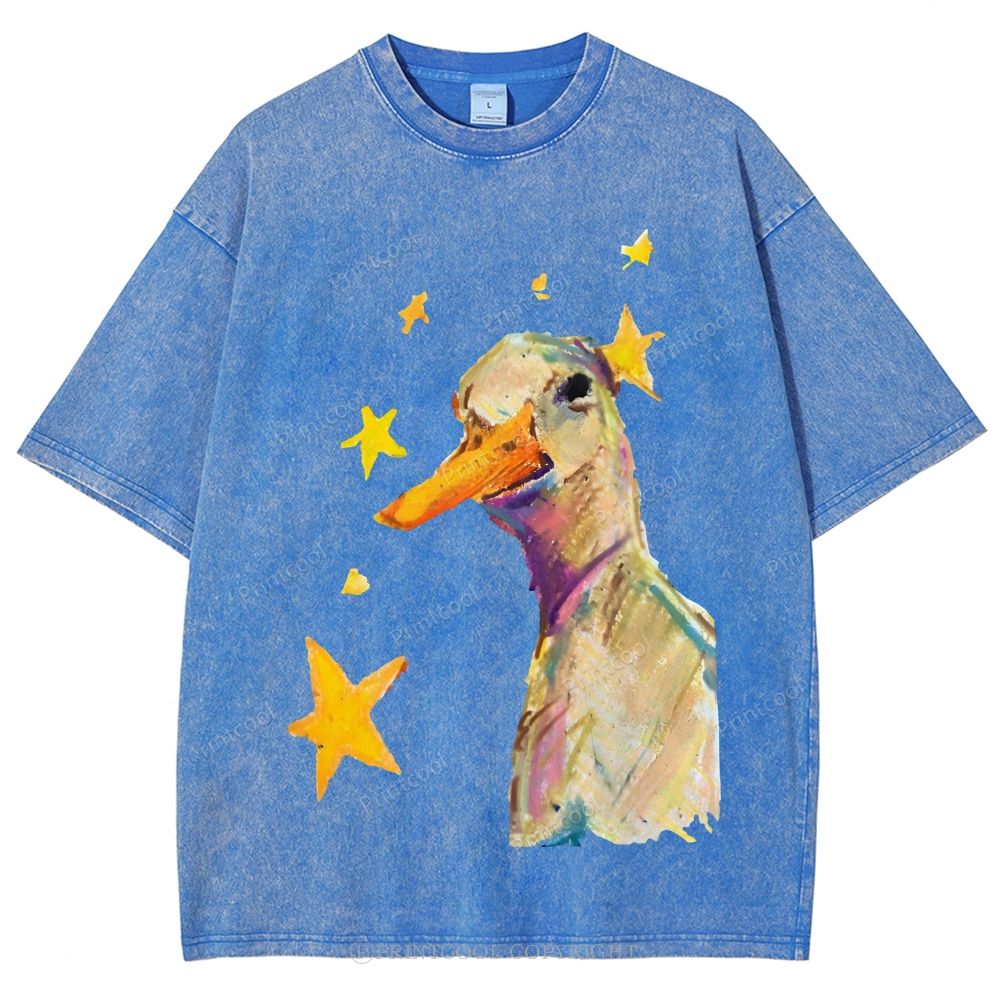 Duck And Stars Unisex Vintage Washed Tee