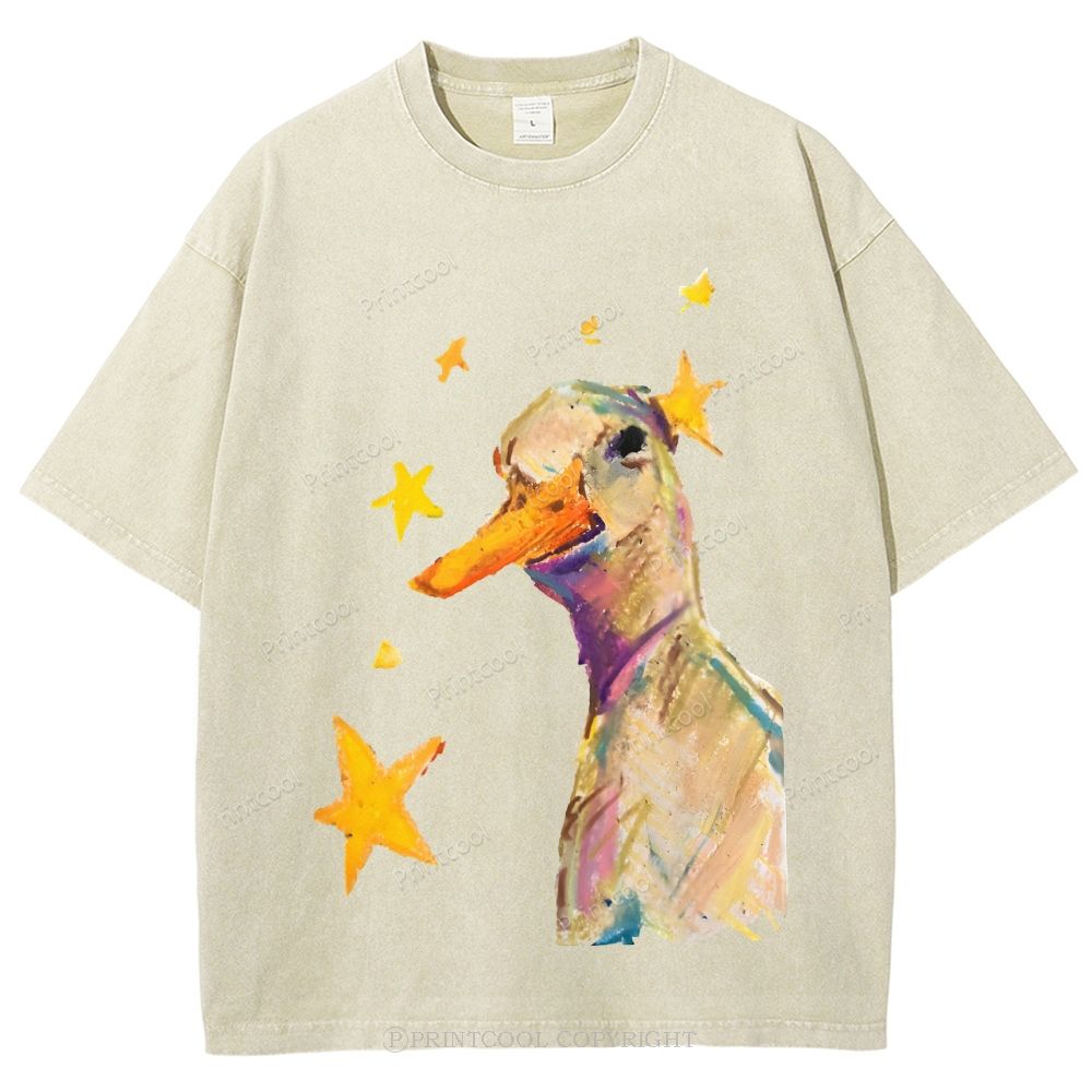 Duck And Stars Unisex Vintage Washed Tee