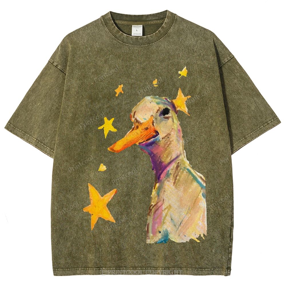 Duck And Stars Unisex Vintage Washed Tee