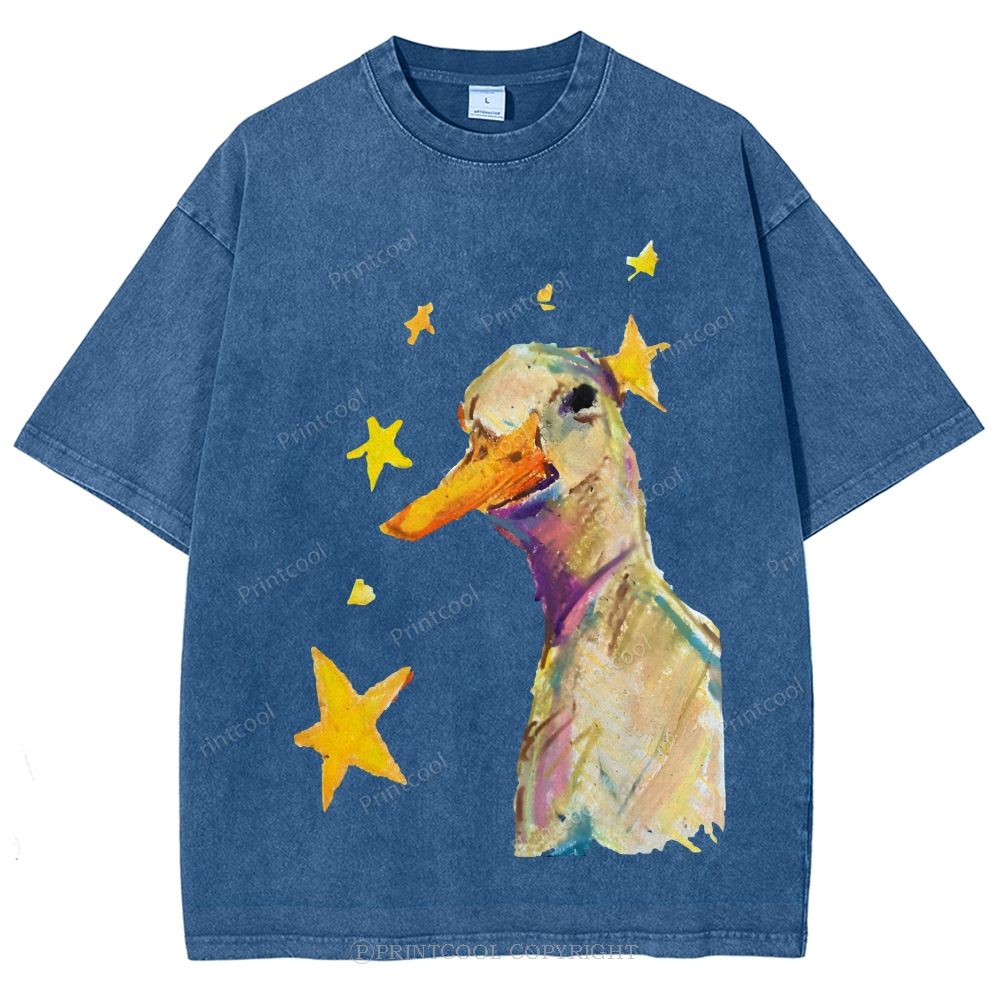 Duck And Stars Unisex Vintage Washed Tee