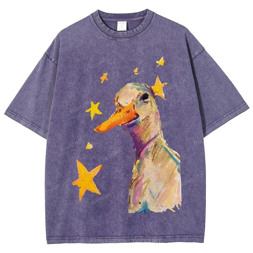 Duck And Stars Unisex Vintage Washed Tee