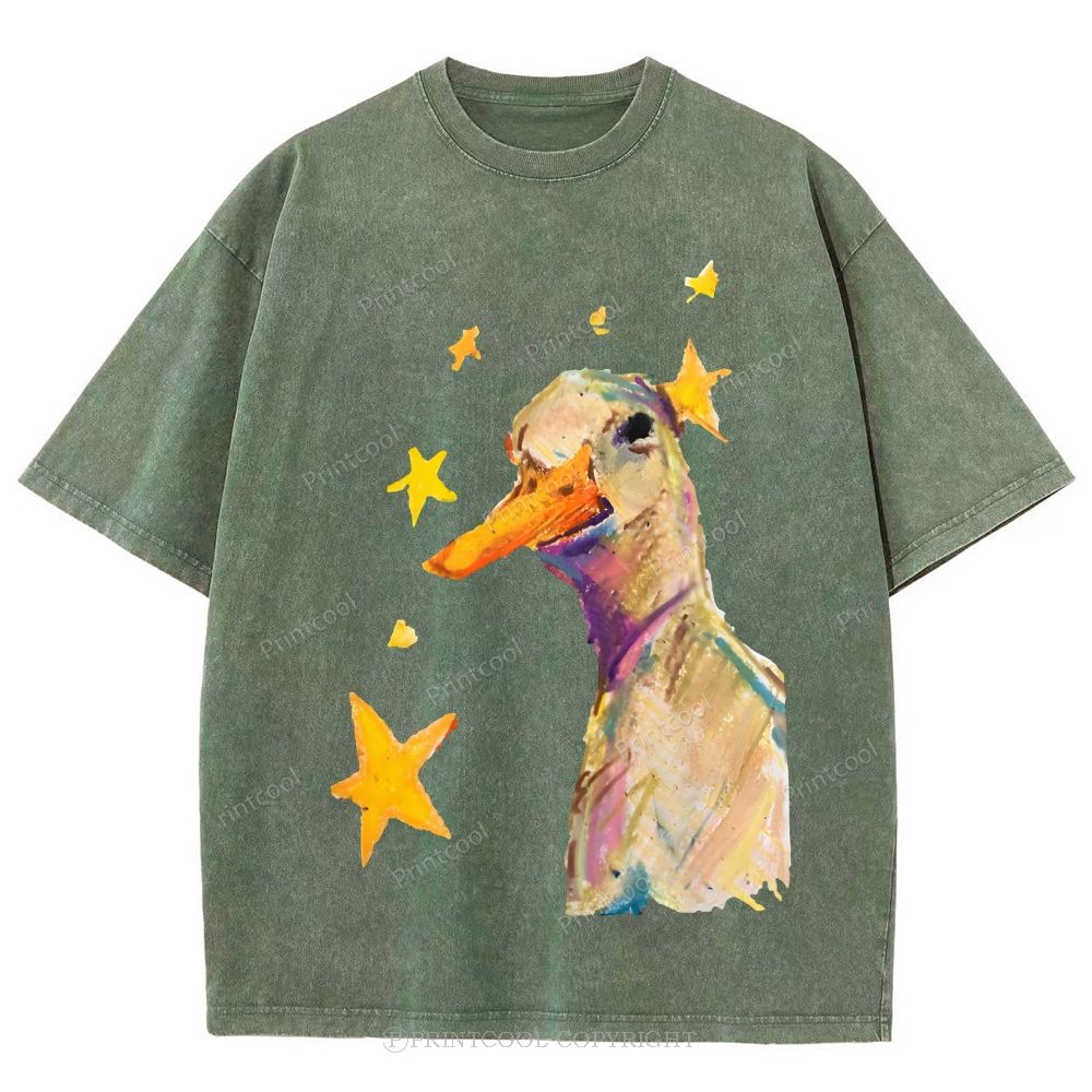 Duck And Stars Unisex Vintage Washed Tee