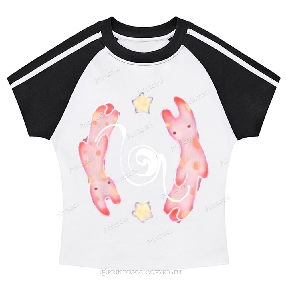 Ghost Bunny Stripe Raglan Baby Tee