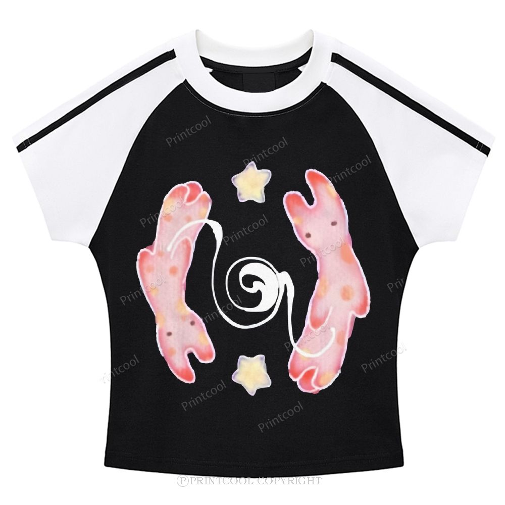 Ghost Bunny Stripe Raglan Baby Tee