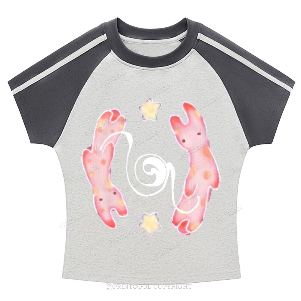 Ghost Bunny Stripe Raglan Baby Tee