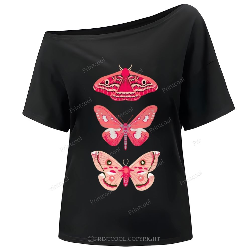 Pink Giant Silk Moth One-Shoulder T-Shirt