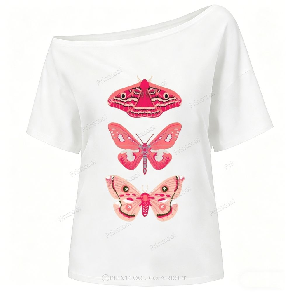Pink Giant Silk Moth One-Shoulder T-Shirt