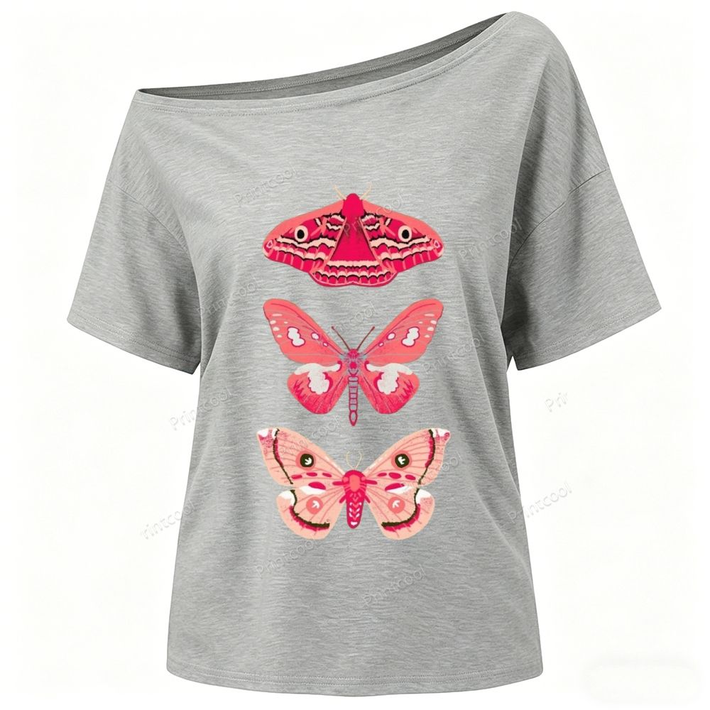 Pink Giant Silk Moth One-Shoulder T-Shirt