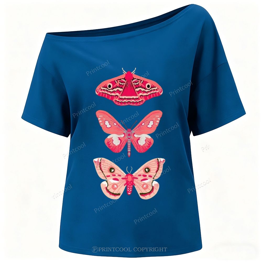 Pink Giant Silk Moth One-Shoulder T-Shirt