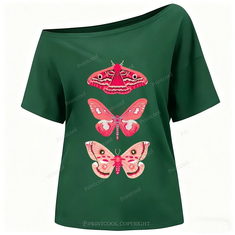Pink Giant Silk Moth One-Shoulder T-Shirt