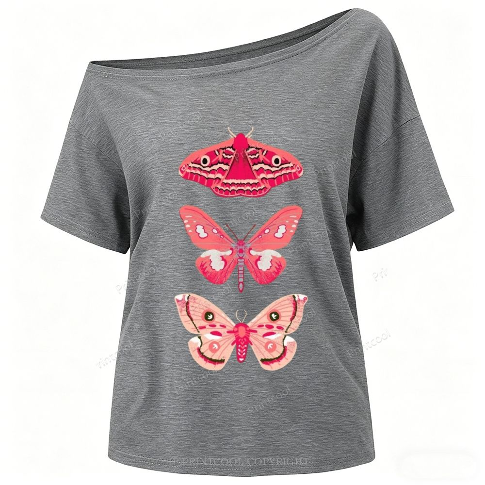 Pink Giant Silk Moth One-Shoulder T-Shirt