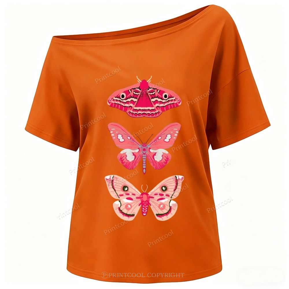 Pink Giant Silk Moth One-Shoulder T-Shirt