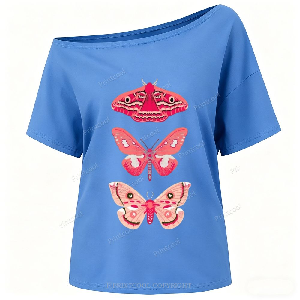 Pink Giant Silk Moth One-Shoulder T-Shirt