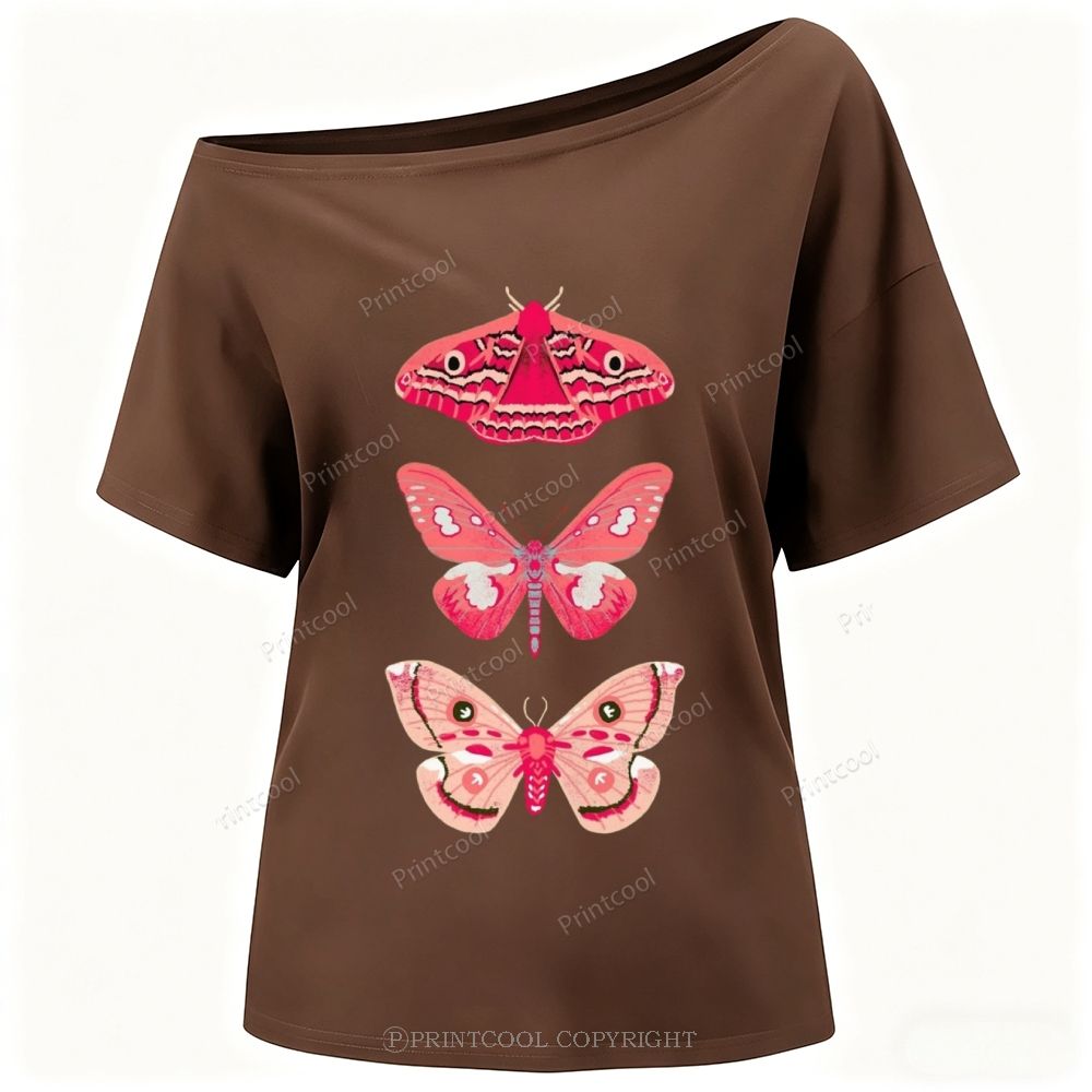 Pink Giant Silk Moth One-Shoulder T-Shirt