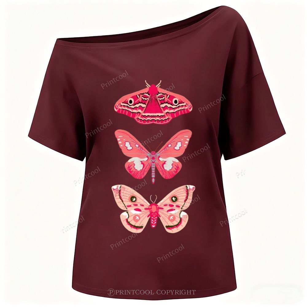 Pink Giant Silk Moth One-Shoulder T-Shirt