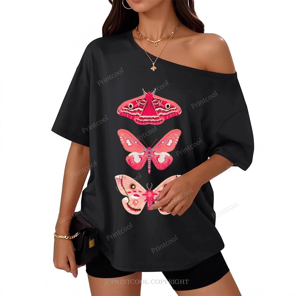 Pink Giant Silk Moth One-Shoulder T-Shirt