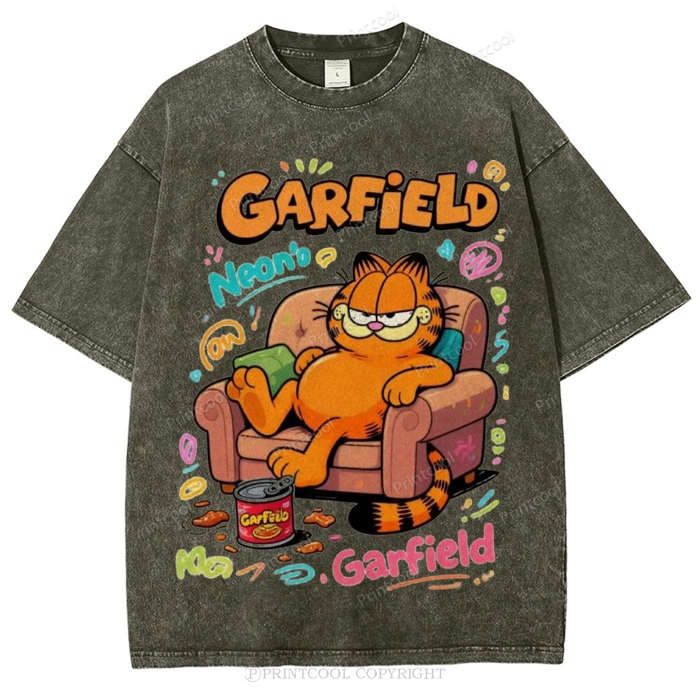 Couch Potato Garfield Unisex Vintage Washed Tee 