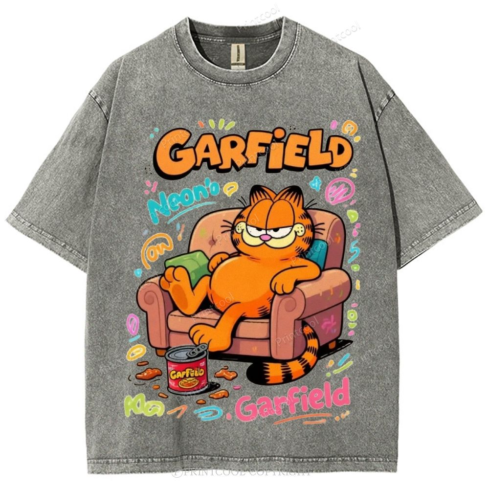 Couch Potato Garfield Unisex Vintage Washed Tee 