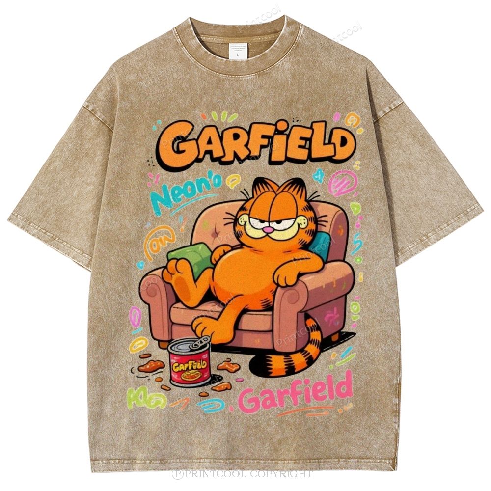 Couch Potato Garfield Unisex Vintage Washed Tee 