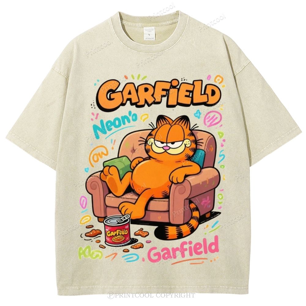 Couch Potato Garfield Unisex Vintage Washed Tee 