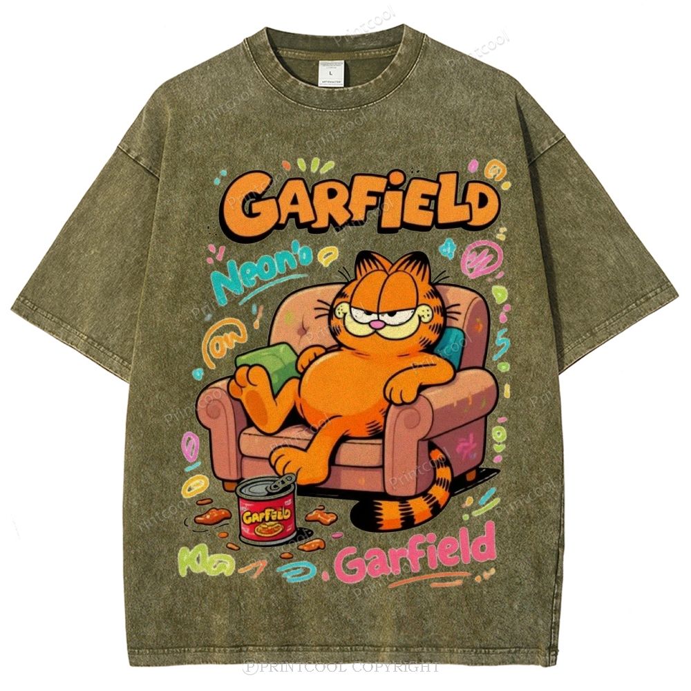 Couch Potato Garfield Unisex Vintage Washed Tee 