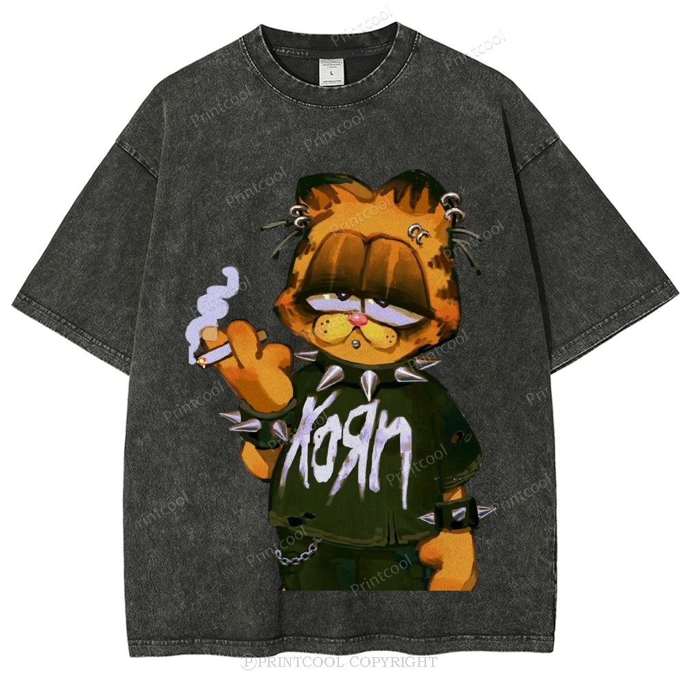 Punk Garfield Unisex Vintage Washed Tee 