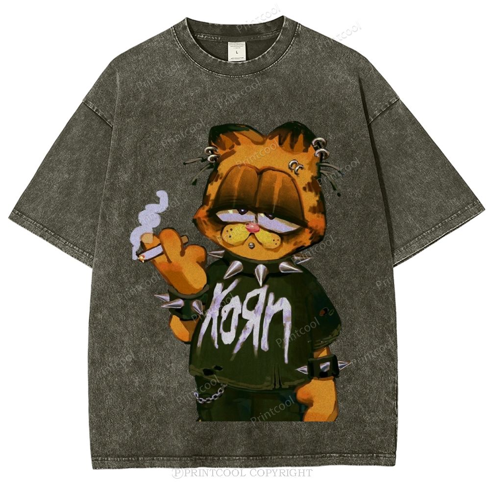 Punk Garfield Unisex Vintage Washed Tee 